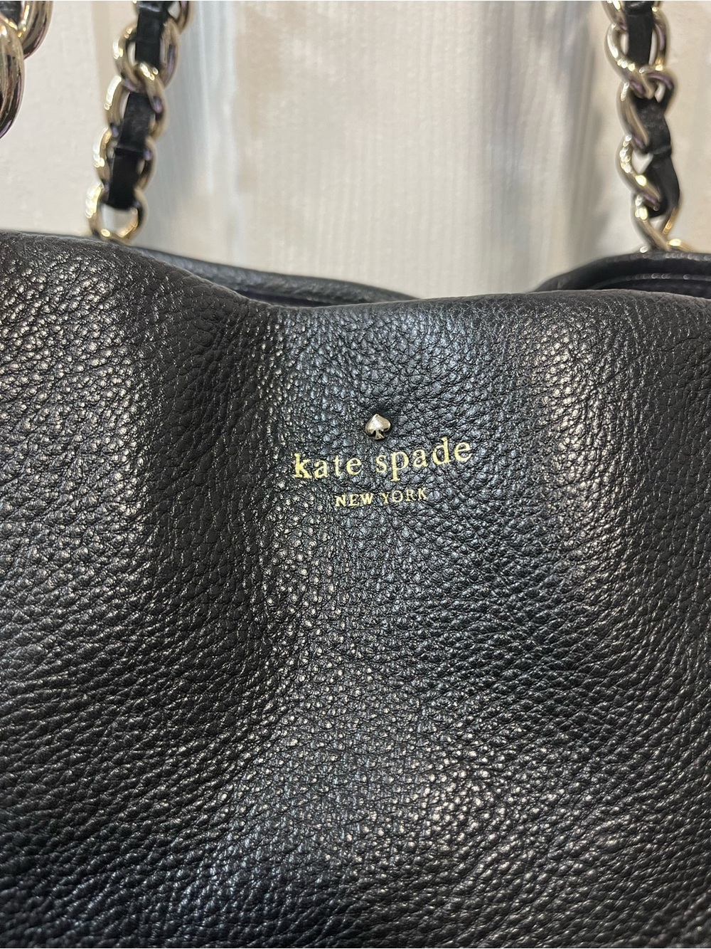 kate spade Cobble Hill Andee Chain-Handle Black Leather Shoulder Tote - Picture 2 of 14